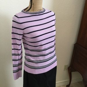 Pure merino wool sweater in lilac & navy stripes